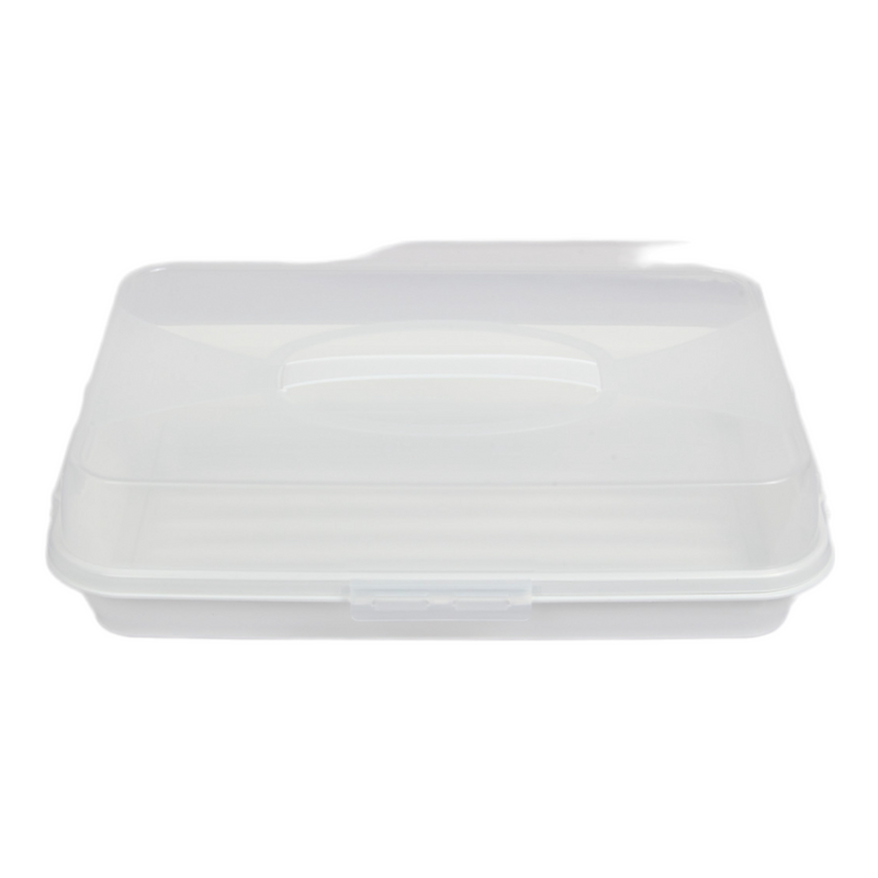 Rectangular Cake Carrier. Plastic Food Storage Box.(44.5x10.5x31cm)(White)
