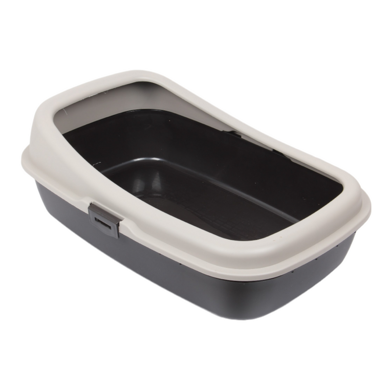 Cat Litter Tray. Big Open Cat Litter Box Tray. (Beige & Brown)