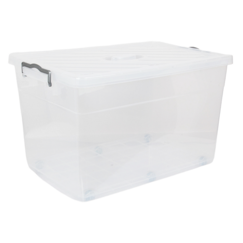 70 Litre Extra Large Storage Box with Lid. Wheeled Organizing Box. Stackable Box.