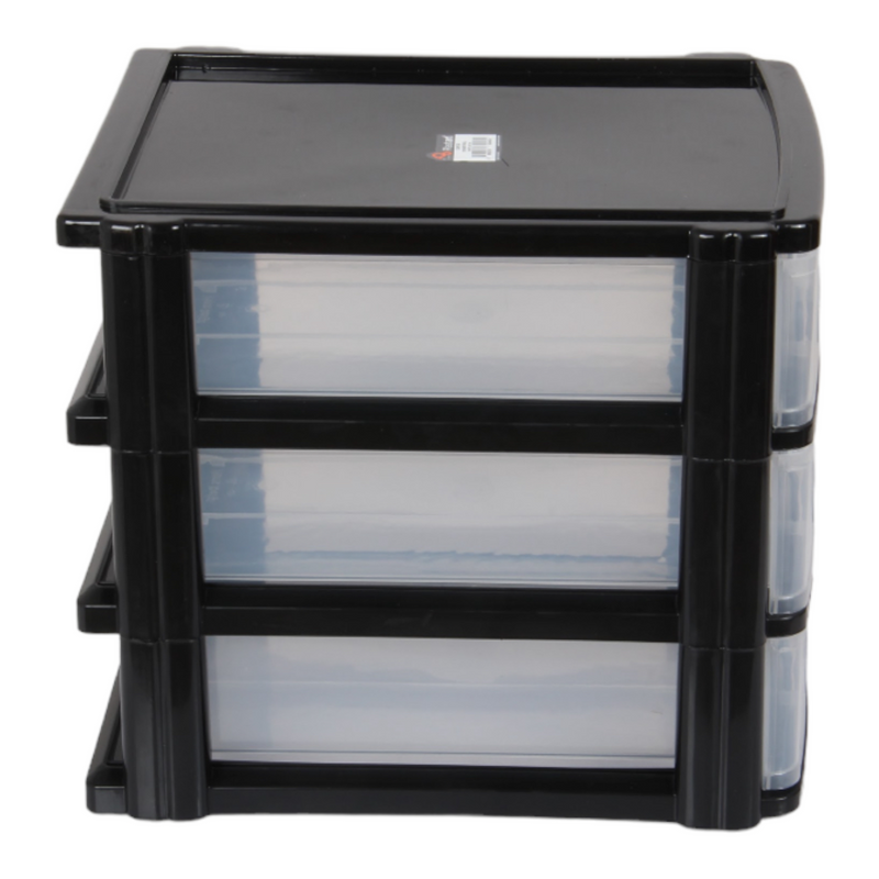 A4 Size Storage Drawers. 3 Tier Desktop Organiser. (Black)