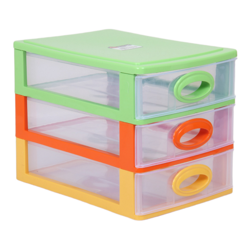 Small Storage Unit with Drawers. 3 Tier Desktop Storage Tower.