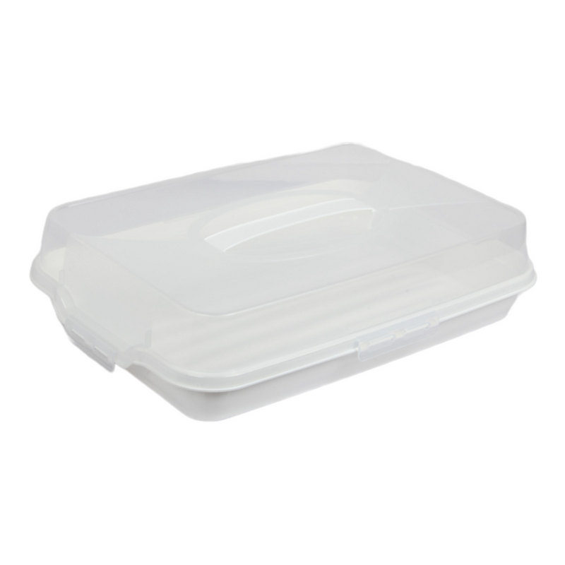 Rectangular Cake Carrier. Plastic Food Storage Box.(44.5x10.5x31cm)(White)