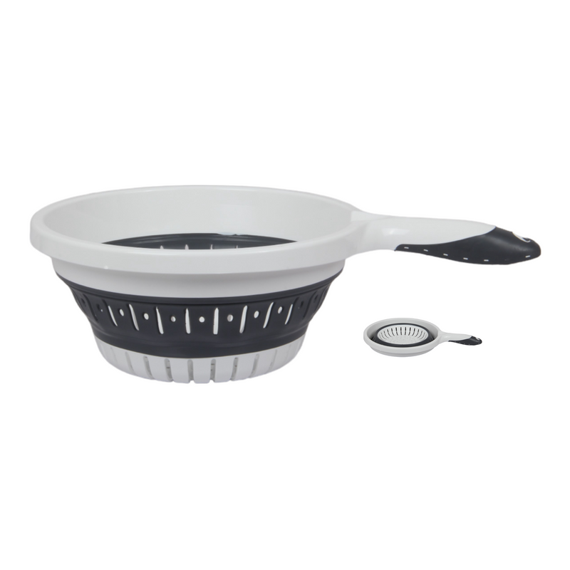 Collapsible Strainer. Silicone Folding Colander with Handle.