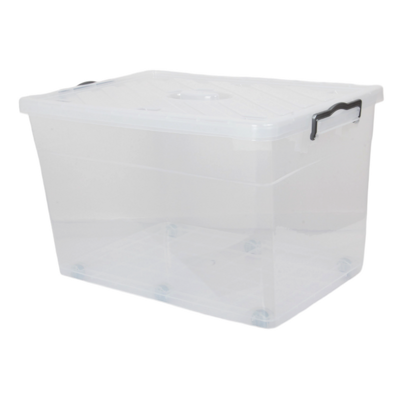 70 Litre Extra Large Storage Box with Lid. Wheeled Organizing Box. Stackable Box.