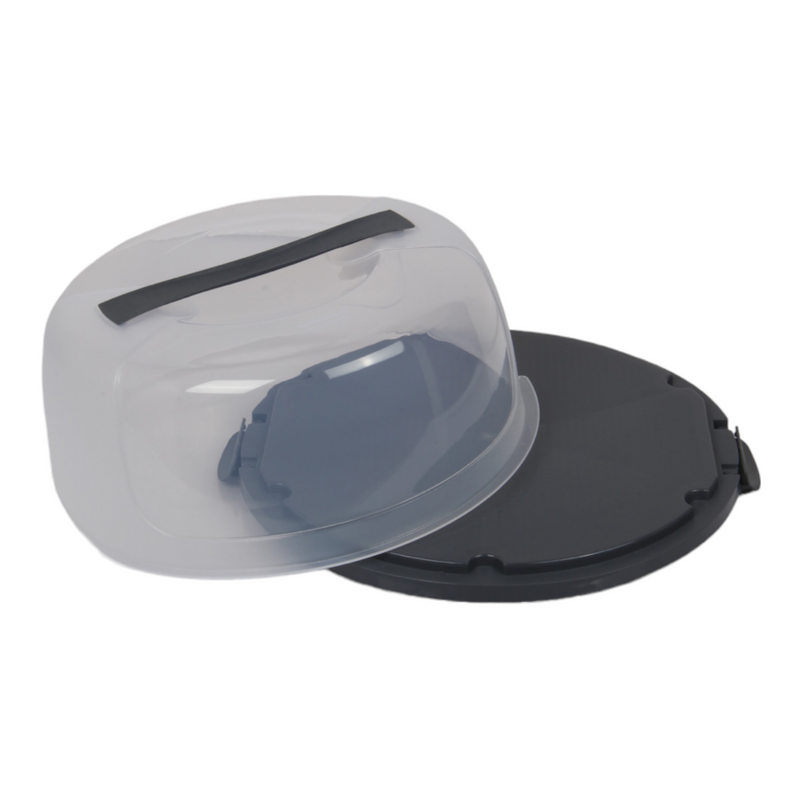 Round Cake Carrier. Plastic Clear Cake Storage Box. (Antrasit)
