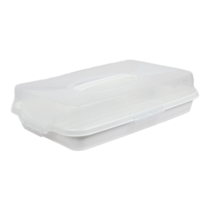 Rectangular Cake Carrier. Plastic Food Storage Box.(44.5x10.5x31cm)(White)