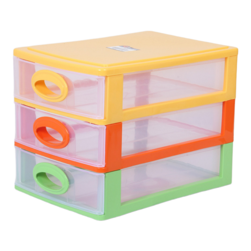 Small Storage Unit with Drawers. 3 Tier Desktop Storage Tower.