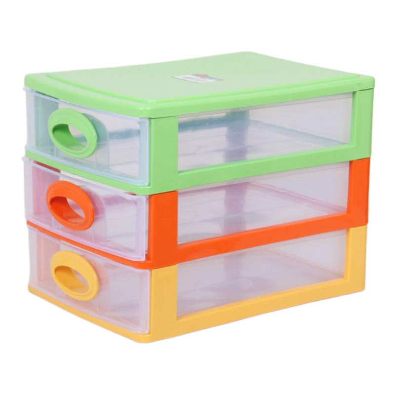 Small Storage Unit with Drawers. 3 Tier Desktop Storage Tower.