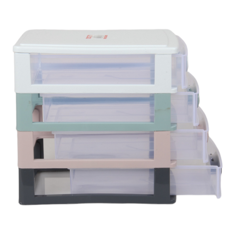 4 Tier Drawer Storage Unit. Transparent Desktop Drawer.