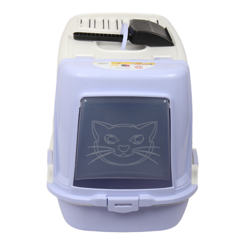 Pet Hooded Litter Tray Box with Scoop. Carbon Filter Litter Box.