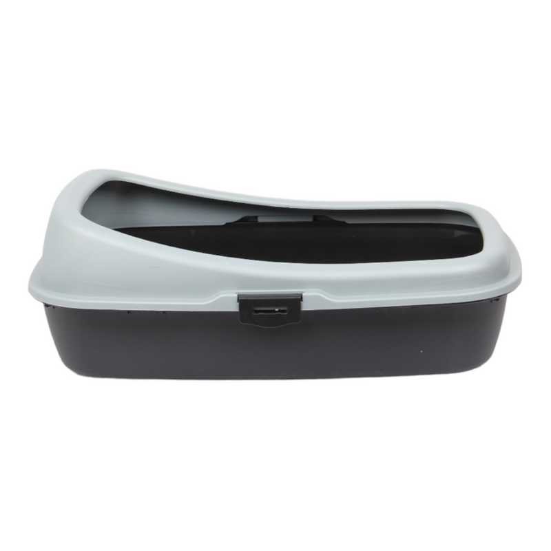 Cat Litter Tray. Big Open Cat Litter Box Tray. (Black & Grey)