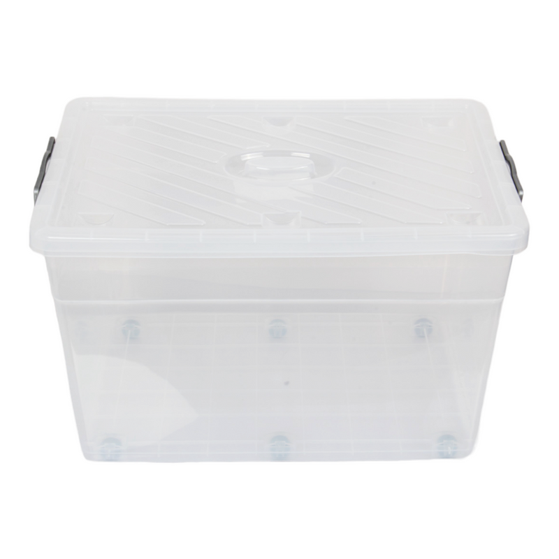 70 Litre Extra Large Storage Box with Lid. Wheeled Organizing Box. Stackable Box.