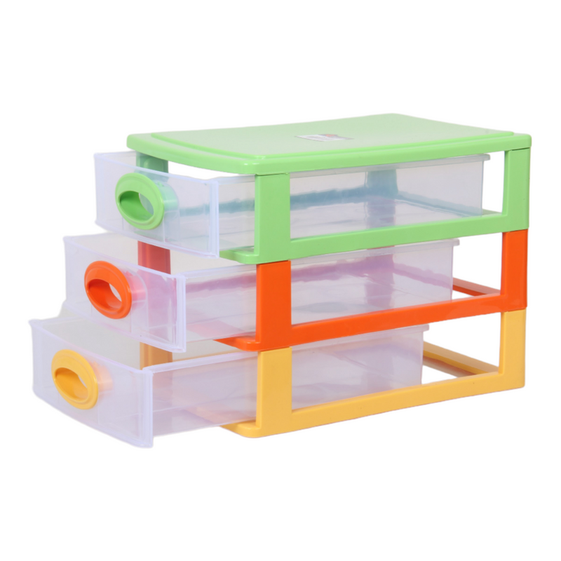 Small Storage Unit with Drawers. 3 Tier Desktop Storage Tower.