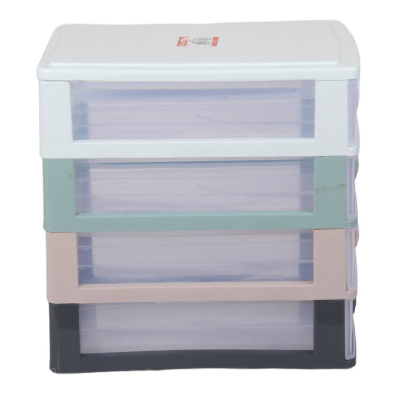 4 Tier Drawer Storage Unit. Transparent Desktop Drawer.
