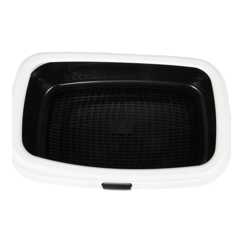 Cat Litter Tray with Sieve. Sifting Litter Box. (Black & White)