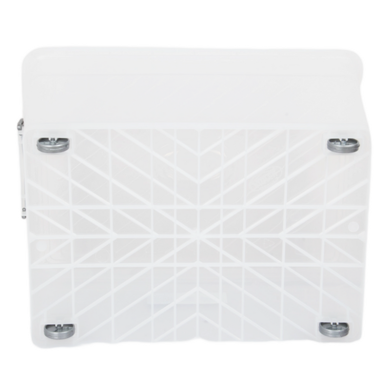 Large 55L Plastic Storage Box. Clear Storage Box with Wheels and Lid. Nestable Box.