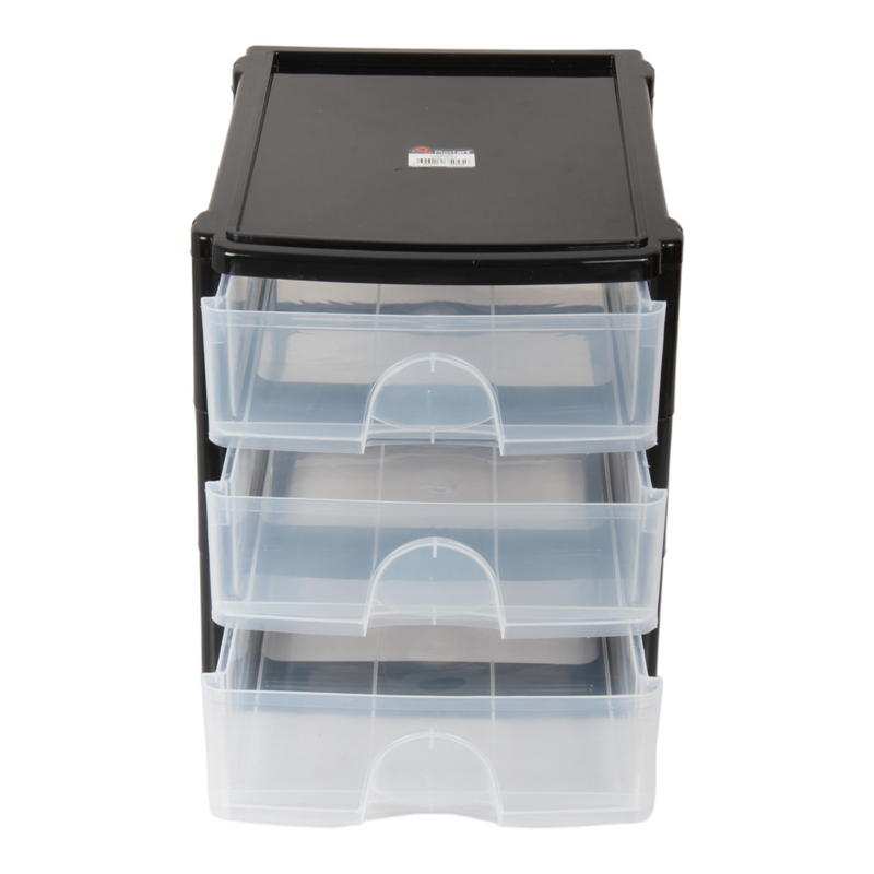 A4 Size Storage Drawers. 3 Tier Desktop Organiser. (Black)