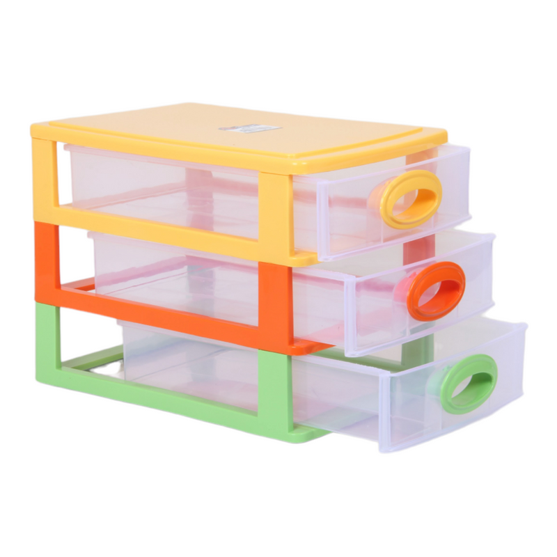 Small Storage Unit with Drawers. 3 Tier Desktop Storage Tower.