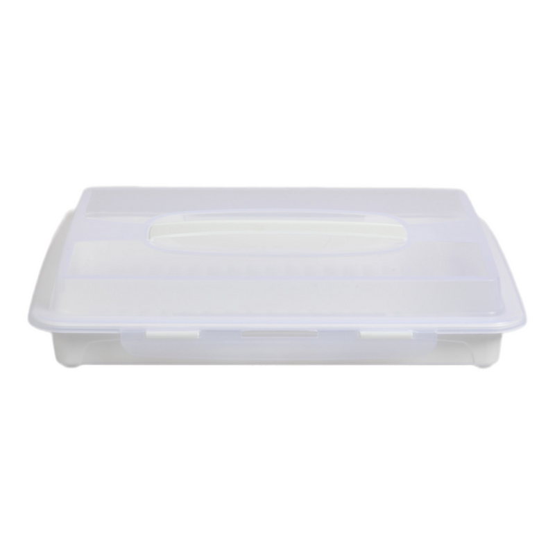 Rectangular Cake Carrier. Plastic Food Storage Box. (33.5x6.5x26cm)(White)