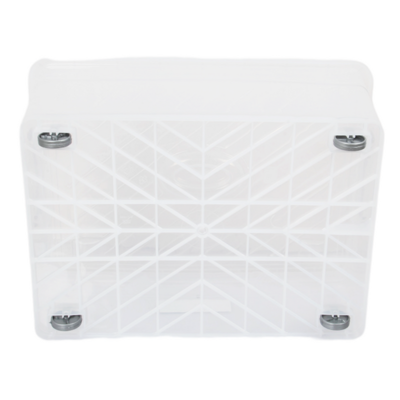 Wheeled Storage Box with Lid. (40L) Plastic Stackable Organizing Box. (Clear)