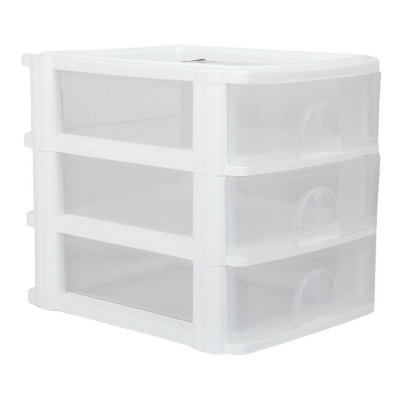 A4 Size Storage Drawers. 3 Tier Desktop Organiser. (White)