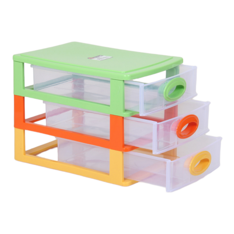 Small Storage Unit with Drawers. 3 Tier Desktop Storage Tower.