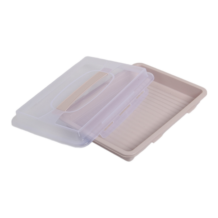 Rectangular Cake Carrier. Plastic Food Storage Box. (Pink)
