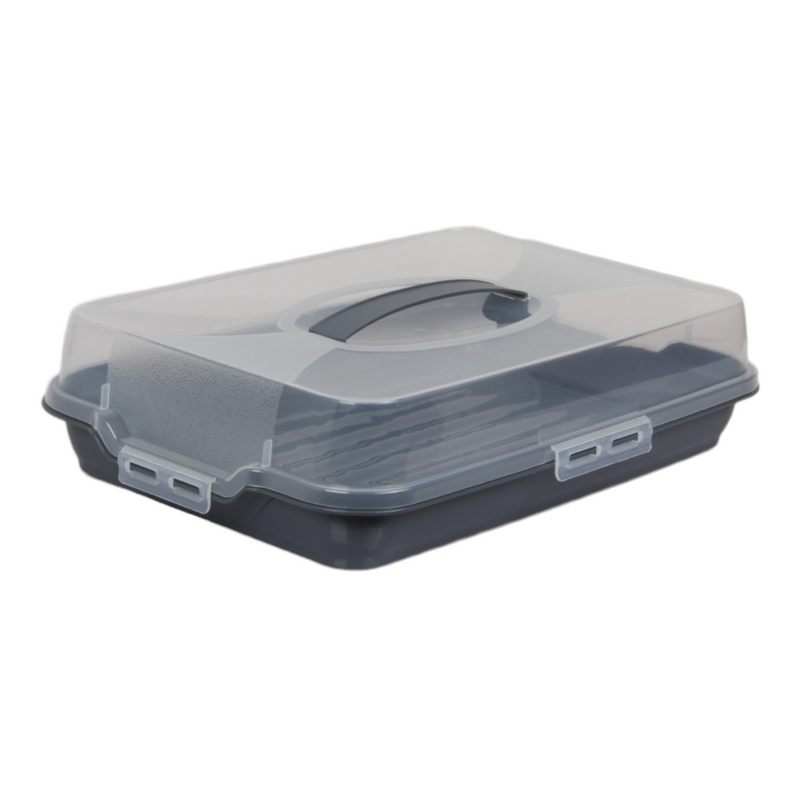 Rectangular Cake Carrier. Plastic Food Storage Box. (44.5x10.5x31cm)(Antrasit)