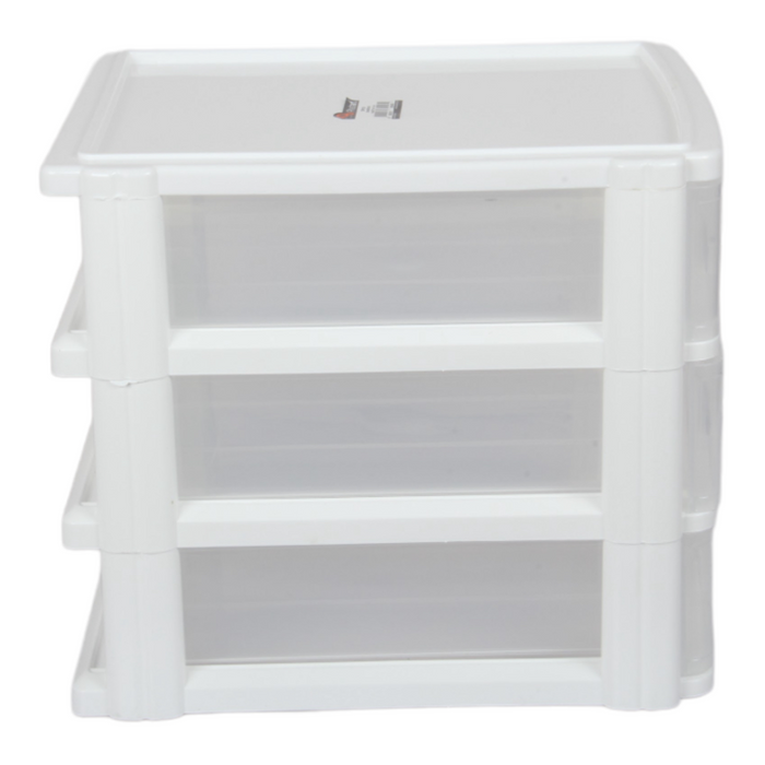 A4 Size Storage Drawers. 3 Tier Desktop Organiser. (White)