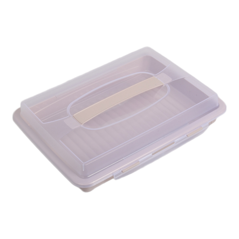 Rectangular Cake Carrier. Plastic Food Storage Box. (33.5x6.5x26cm)(Pink)