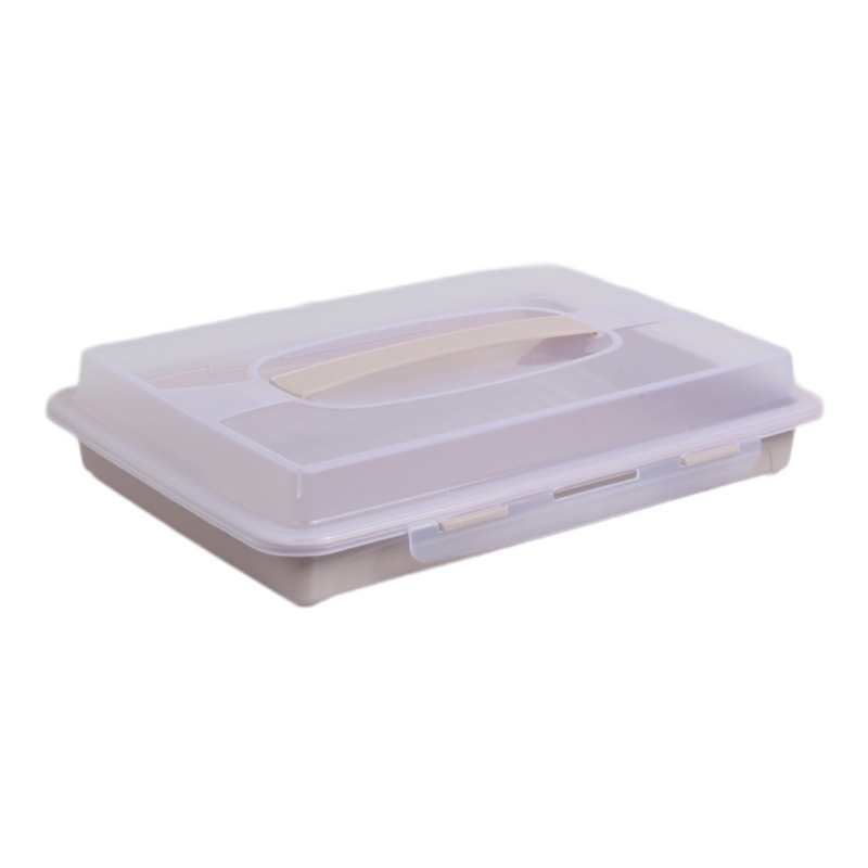 Rectangular Cake Carrier. Plastic Food Storage Box. (33.5x6.5x26cm)(Pink)