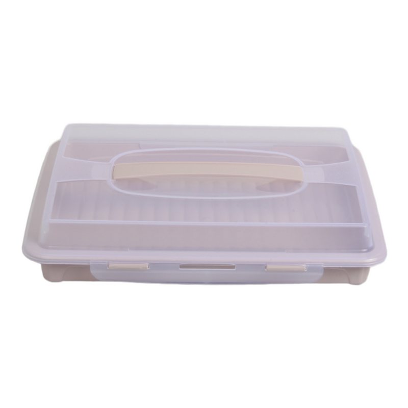 Rectangular Cake Carrier. Plastic Food Storage Box. (33.5x6.5x26cm)(Pink)