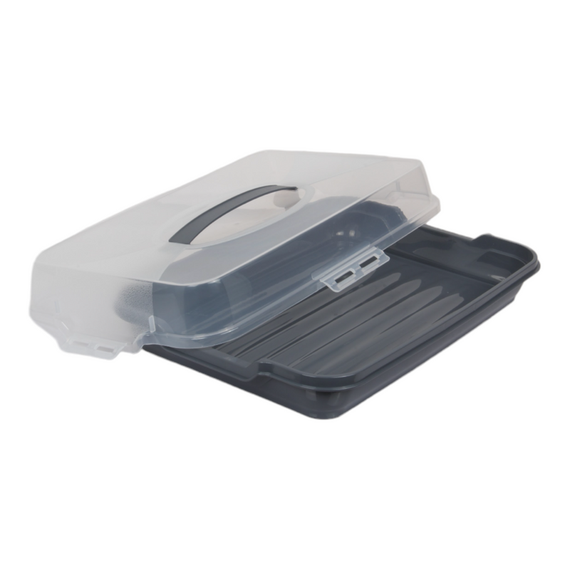 Rectangular Cake Carrier. Plastic Food Storage Box. (44.5x10.5x31cm)(Antrasit)