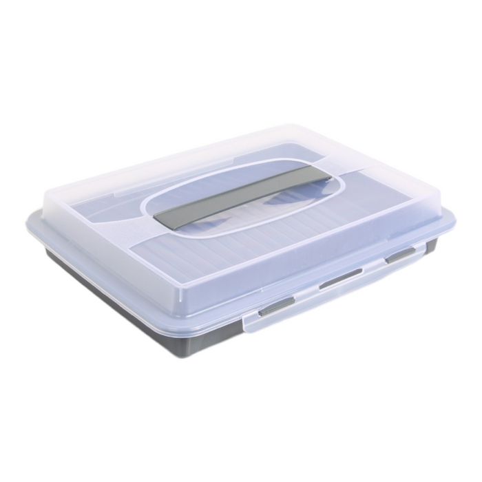 Rectangular Cake Carrier. Plastic Food Storage Box. (33.5x6.5x26cm)(Antrasit)