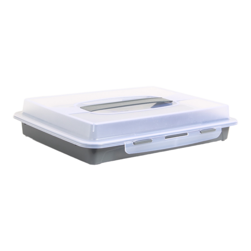 Rectangular Cake Carrier. Plastic Food Storage Box. (33.5x6.5x26cm)(Antrasit)