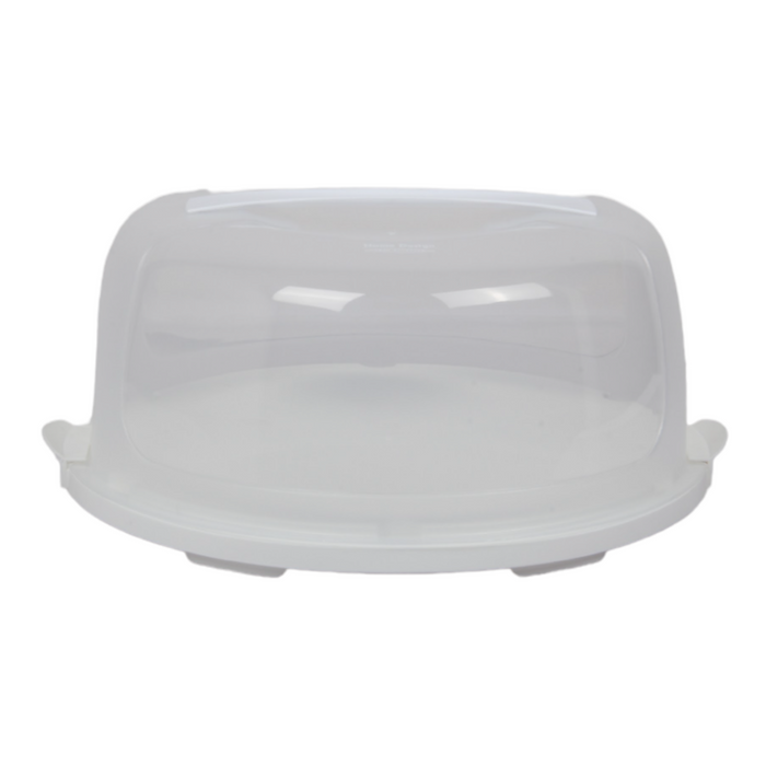 Round Cake Carrier. Plastic Clear Cake Storage Box. (White) — All In ...