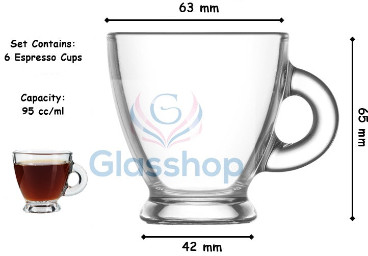 Glasshop Set of 6 Modern Espresso Coffee Cups - Elevate Your Coffee Experience