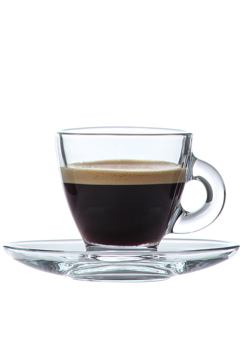 Glasshop Set of 6 Modern Espresso Coffee Cups with Matching Saucers - Elevate Your Coffee Experience