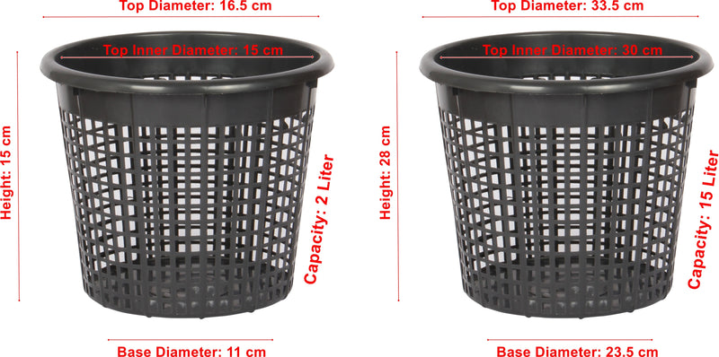 Round Black Pond Planting Garden Basket. Aquatic Pots. (2 Litre & 15 Litre).