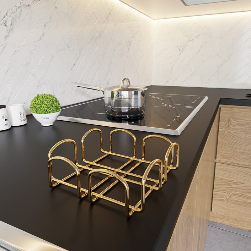 Square Napkin Holder. Stainless Steel. (Gold)