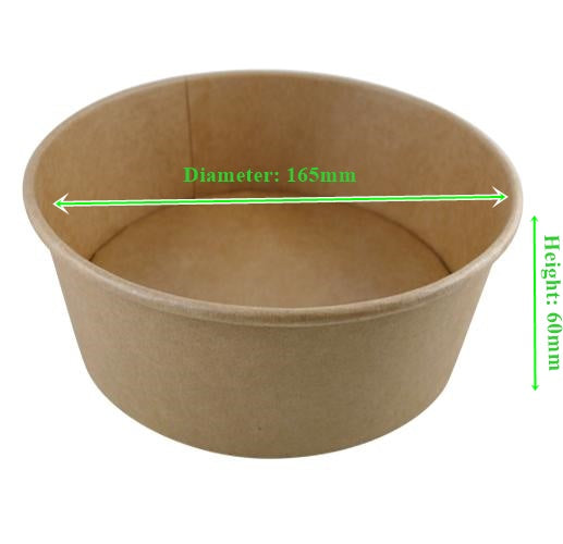 Round Kraft Large Salad Bowl Containers. (Box of 297) (35 oz / 1000 ml)