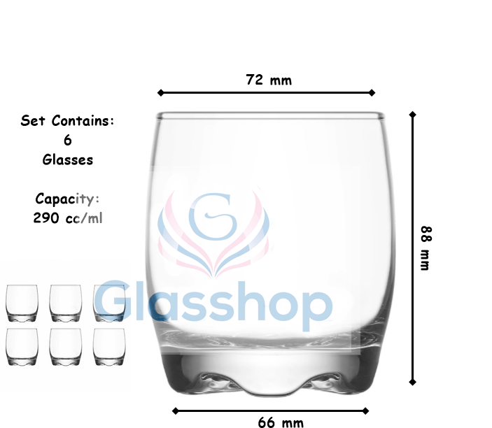 Tumbler Glasses. Drinks Water Glass Juice Whisky Tumblers. (290 ml) (Pack of 6)