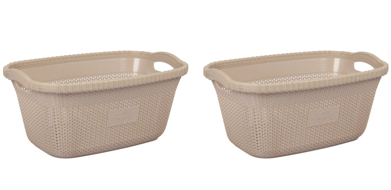 2x Rattan Style Rectangular Laundry Basket