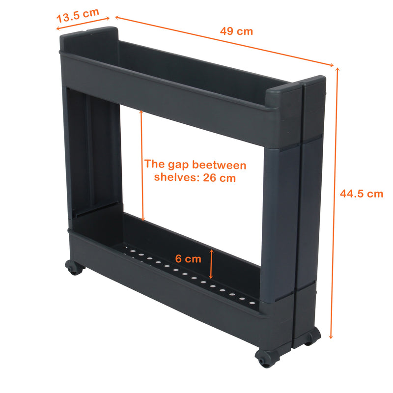 2 Tier Slide out Slim Storage Tower Antrasit