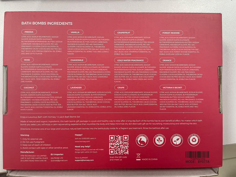 Bath Bombs. Assorted Fragrances Pack of 12 Bath Salt. Natural&Handmade. Gift Set