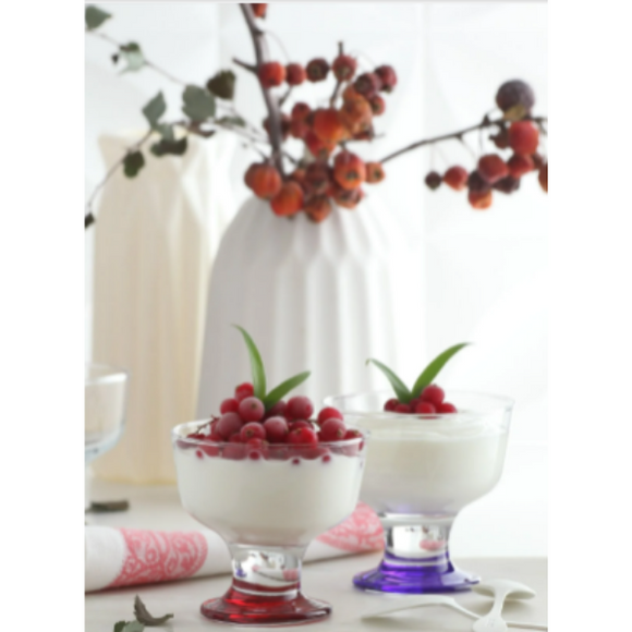 Glass Dessert Bowls. Sundae Ice Cream Short Stemmed Tulip Prawn. (Set of 6)