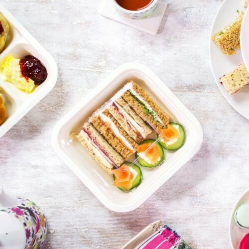 Vegware 22oz/650 ml Gourmet Base Tray & PLA Gourmet Clear Lid (V4-GB22 & V4-GLC) (Box of 600 Tray & 600 Lids)