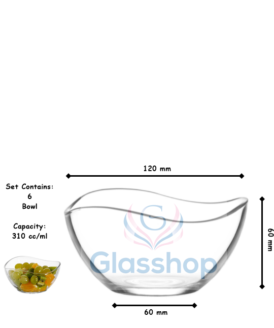 Elegant Glass Dessert Bowl Set - Perfect for Sundaes, Trifles, and More (Set of 6)