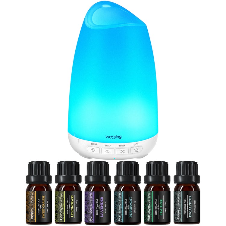 Essential Oil Diffuser with Oils. 150ml Oil Diffuser with 6 Pure Essential Oils.