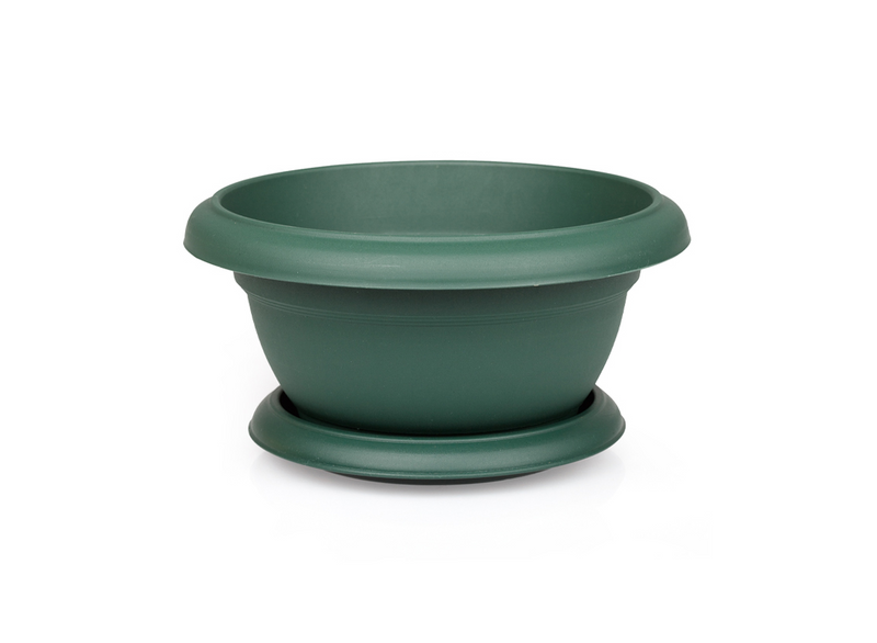 Small Flower Plant Flat Pot and Saucer. Round Flat Pot Planter. (1L)